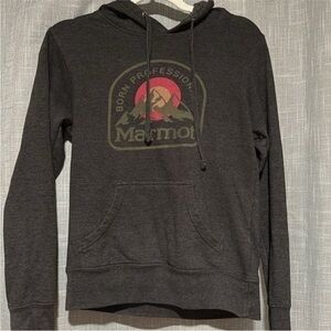 Marmot Charcoal Hoodie with Mountain Graphic